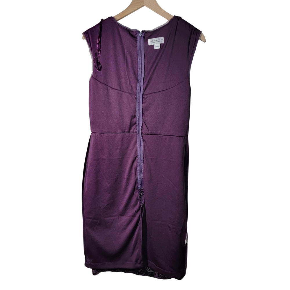 Jackie Jon Sequin Purple Scallop Sheath Dress Size 8 NWT - Picture 9 of 14